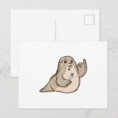 Carte Postale Sceau avec poisson et fourchette (Devant / Derrière)