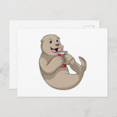 Carte Postale Sceau avec Tasse avec Paille (Devant / Derrière)