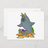 Carte Postale Sceau comme roi avec couronne (Devant / Derrière)