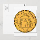 Carte Postale Sceau d'État de Géorgie (États-Unis) (Devant / Derrière)