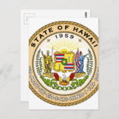 Carte Postale Sceau d'État d'Hawaii (Devant / Derrière)