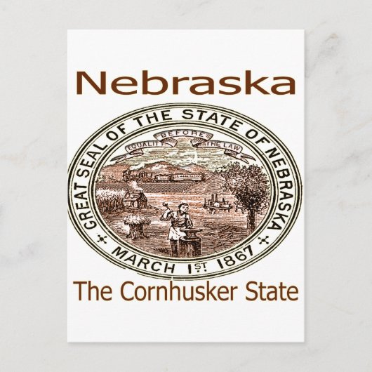 Carte Postale Sceau d'état du Nebraska Cornhusker (Devant)