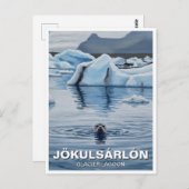 Carte Postale Sceau en Islande Jökulsárlón Glacier Lagoon Voyage (Devant / Derrière)