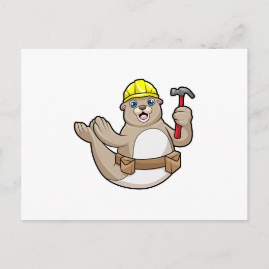 Carte Postale Sceller comme charpentier avec marteau et Casquett (Devant)