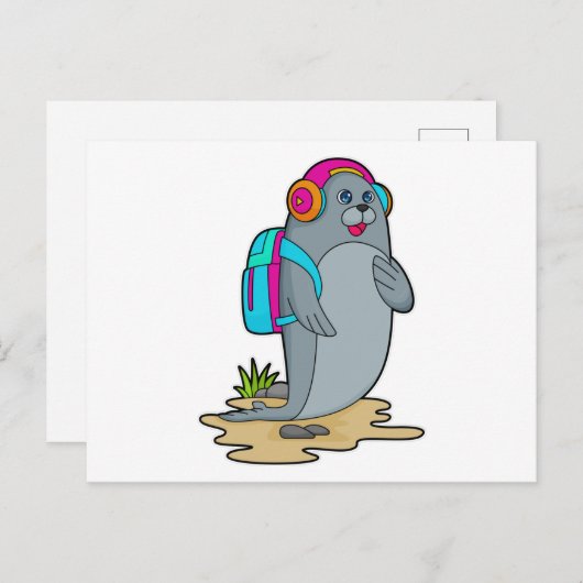 Carte Postale Sceller comme randonneur avec sac à dos (Devant / Derrière)