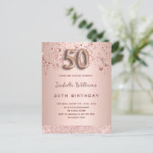 Carte Postale Scénario de ballon de 50e anniversaire rose or ros (Debout devant)