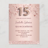 Carte Postale Scénario de ballon étoile rose or rose Quinceanera (Devant)