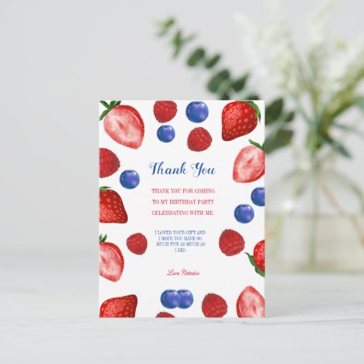 Carte Postale Scénario de remerciement pour une fête d'anniversa (Debout devant)