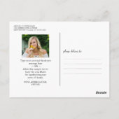 Carte Postale Scénario de remise de diplômes Photo de remercieme (Dos)