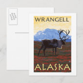 Carte Postale Scène Caribou - Wrangell, Alaska (Devant / Derrière)