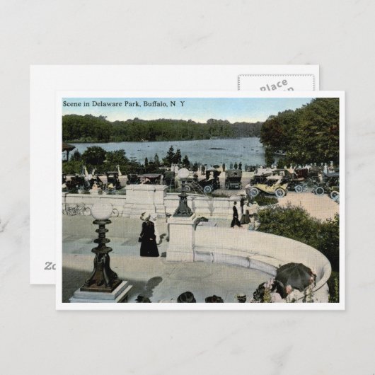 Carte Postale Scène dans le parc Delaware, Buffalo NY 1915 Vinta (Devant / Derrière)