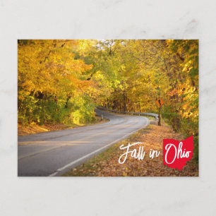 Carte Postale Scène d'automne dans l'Ohio, route sinueuse et feu
