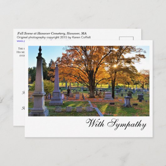 Carte Postale Scène d'automne dans un cimetière / Érable à sucre (Devant / Derrière)