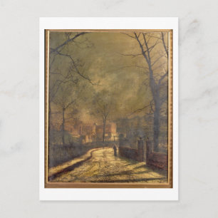 Carte Postale Scène d'automne, Leeds, 1874 (huile à bord)