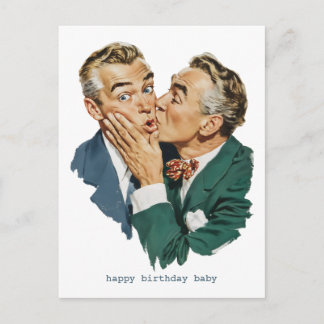 Carte Postale Scène de baiser surprise d'humour vintage