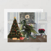 Carte Postale Scène de cheminée de Noël Dragon Tree (Devant / Derrière)