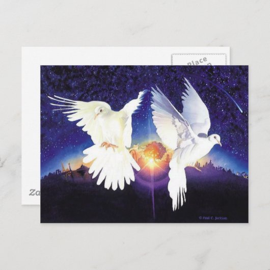 Carte Postale Scène de colombe "Pax in Terra" (Devant / Derrière)