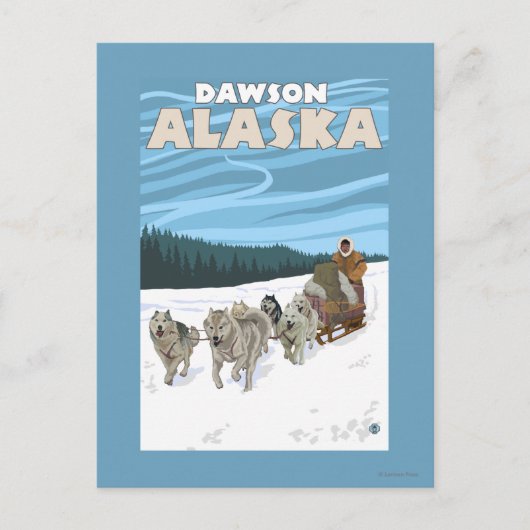 Carte Postale Scène de couchage de chien - Dawson, Alaska (Devant)