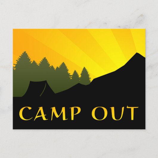 Carte Postale Scène de coucher de soleil au camping (Devant)