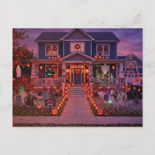 Carte Postale Scène de crépuscule de maison hantée cosy pour Hal