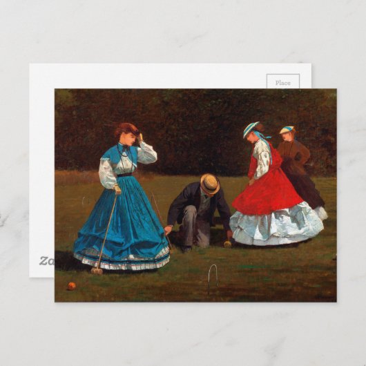 Carte Postale Scène de croquet par Winslow Homer (1866) (Devant / Derrière)