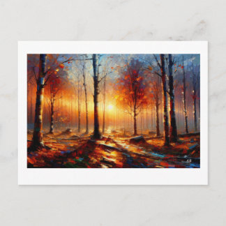 Carte Postale Scène de forêt automnale ensoleillée,