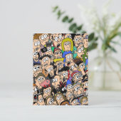 Carte Postale Scène de foule de couleur de bande dessinée par (Debout devant)