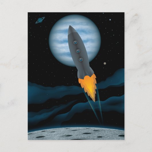 Carte Postale Scène de fusée cosmique (Devant)