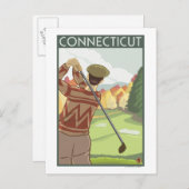 Carte Postale Scène de golf Connecticut (Devant / Derrière)