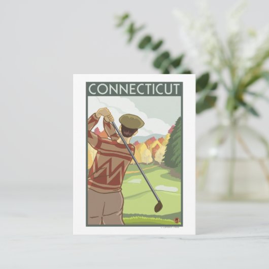 Carte Postale Scène de golf Connecticut (Debout devant)