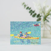 Carte Postale Scène de kayak de Pointillisme sur la rivière (Debout devant)