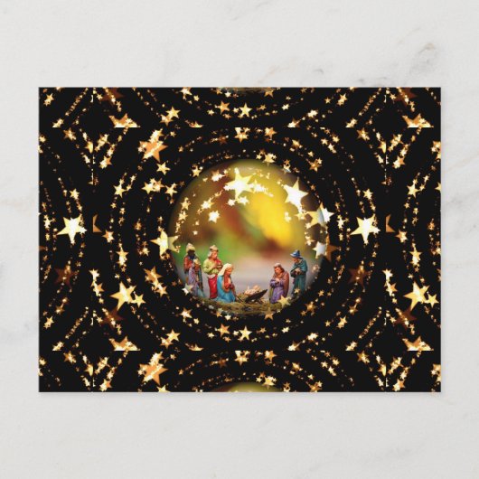 Carte Postale Scène de la Nativité Crib Vierge Marie Enfant Jésu (Devant)