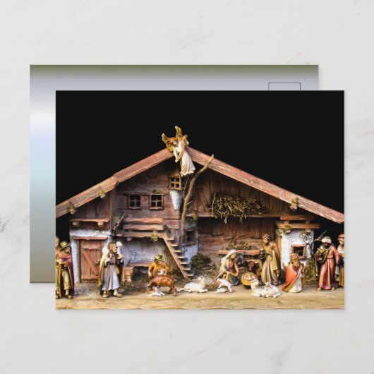 Carte Postale Scène de la Nativité de Noël (Devant / Derrière)