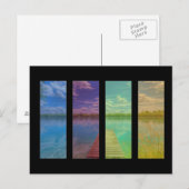 Carte Postale Scène de lac calme avec paysage de quai en bois (Devant / Derrière)