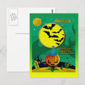 Carte Postale Scène de l'Assistant de la Nuit d'Halloween Jack o (Devant / Derrière)