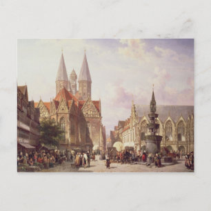 Carte Postale Scène de marché à Braunschweig