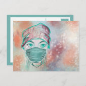 Carte Postale scène de masque de visage étincelant (Devant / Derrière)