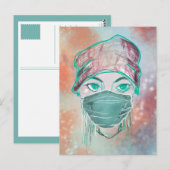 Carte Postale scène de masque facial scintillant (Devant / Derrière)