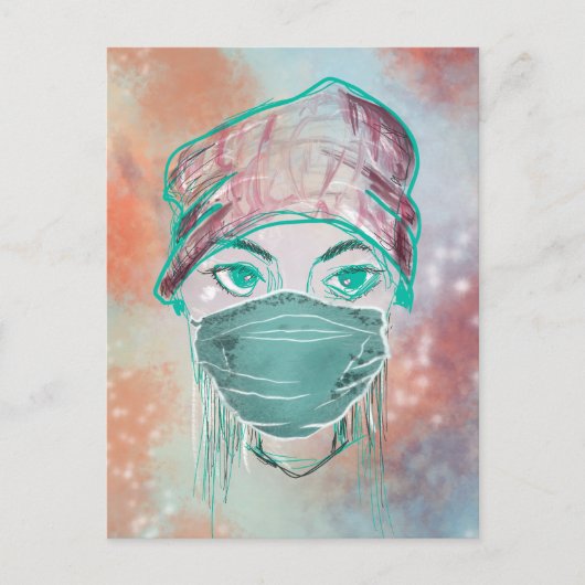 Carte Postale scène de masque facial scintillant (Devant)