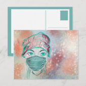 Carte Postale scène de masque facial scintillant (Devant / Derrière)