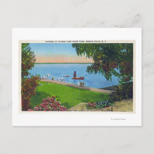 Carte Postale Scène de natation au Parc d'État du lac Cayuga (Devant)