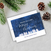 Carte Postale Scène De Neige Bleue Et Blanche De Noël