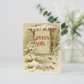 Carte Postale scène de Noël avec panneau de cour (Debout devant)