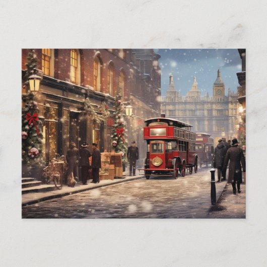Carte Postale Scène de Noël vintage à Londres (Devant)