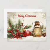 Carte Postale Scène de Noël vintage festive (Devant / Derrière)