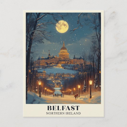 Carte Postale Scène de nuit d'hiver à Belfast (Devant)