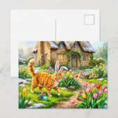 Carte Postale Scène de Pâques du chat et des souris (Devant / Derrière)