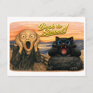 Carte Postale Scène de parodie amusante de chat noir Munch Retou