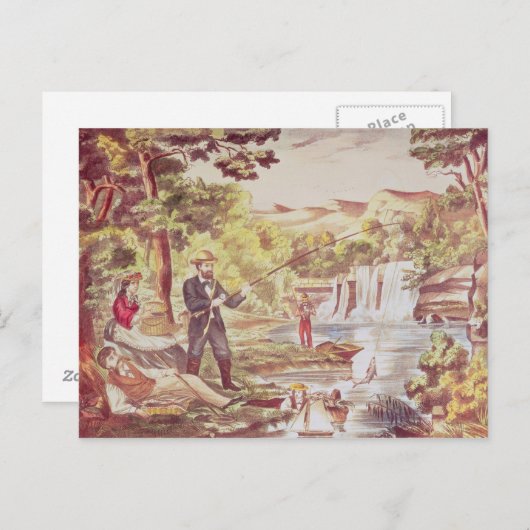 Carte Postale Scène de pêche (Devant / Derrière)