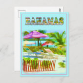 Carte Postale Scène de plage des îles Bahama tropicales (Devant / Derrière)